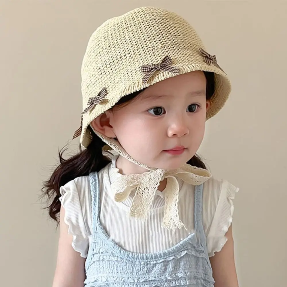 

Fashion Summer Baby Straw Hat Bow Travel Lace Straw Hat Outdoor Beach Children Panama Caps for Kids