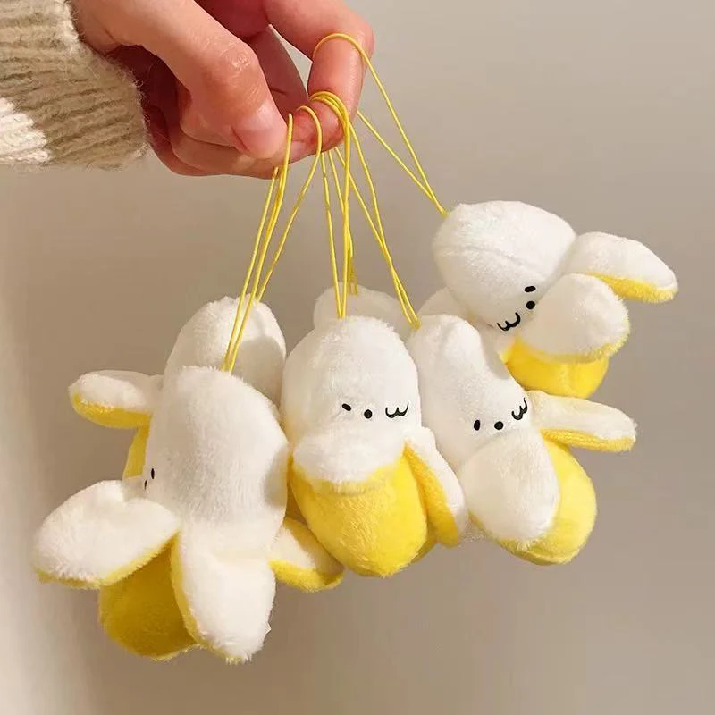 Cartoon-Bananen-Plüsch-Schlüsselanhänger, Niedlicher Kleiner Frucht-Anhänger, Schlüsselring für Mädchen, Taschen-Ornamente, Schüler-Buchzubehör, Geschenke