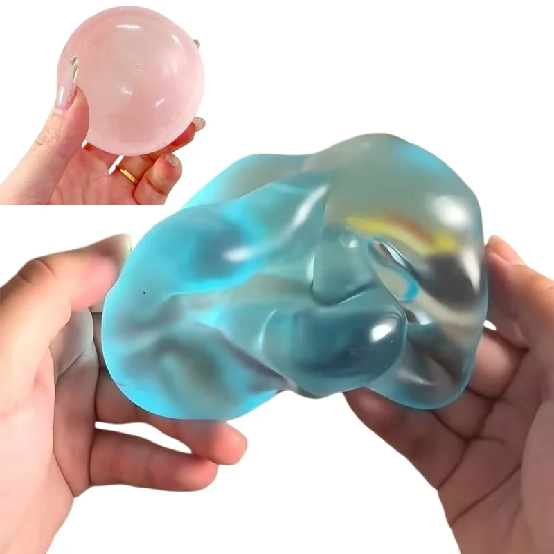 Blue Maltose Squishy Toy Cute Mochi Anti Stress Fidget Toy Soft Simulated Bule Transparent Ball Quick-rebound Decompression Toy