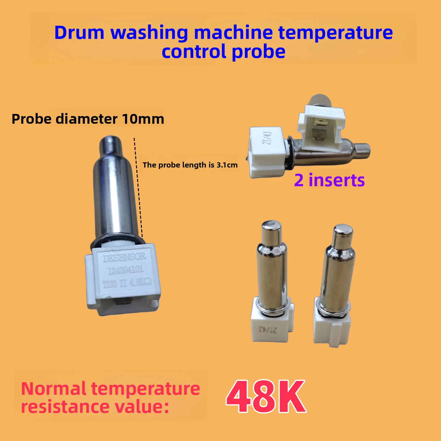 Universal thermostat sensor for drum washing machine, temperature sensor head, temperature control sensor probe 48K