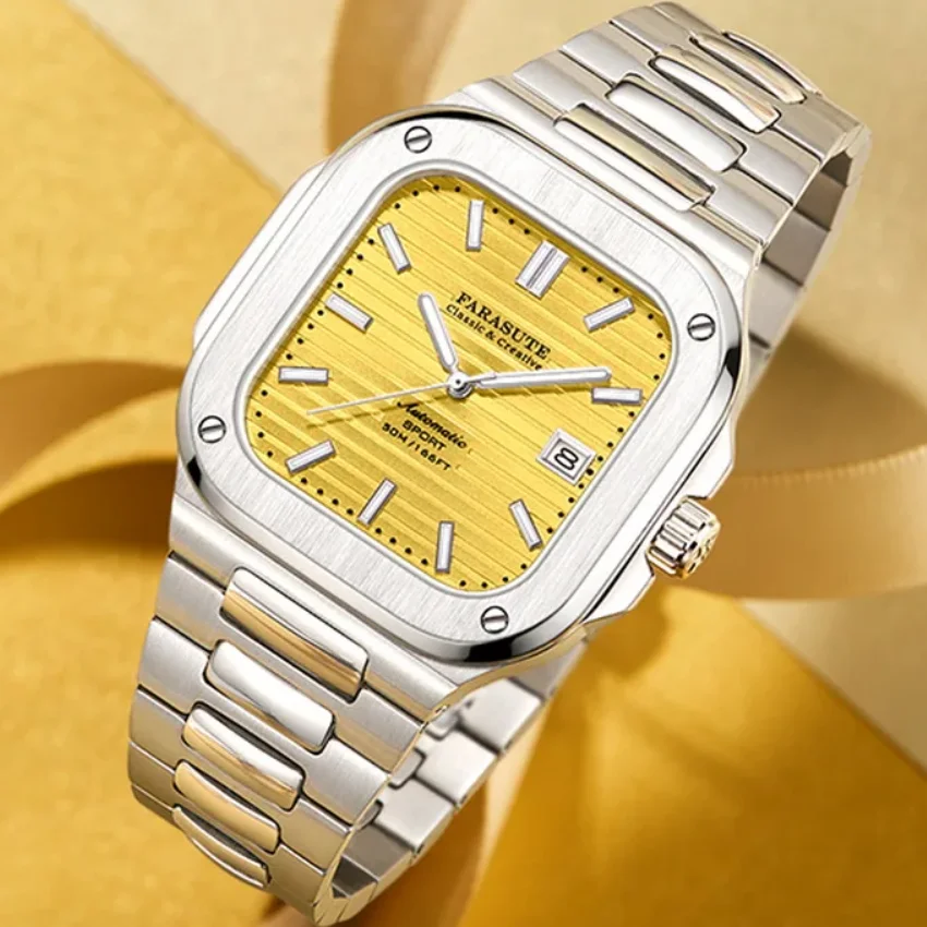 

FARASUTE Men Automatic Watch 38mm Square Mechanical Wristwatch Ultrathin 8.9mm Sapphire Waterproof Miyota 9019