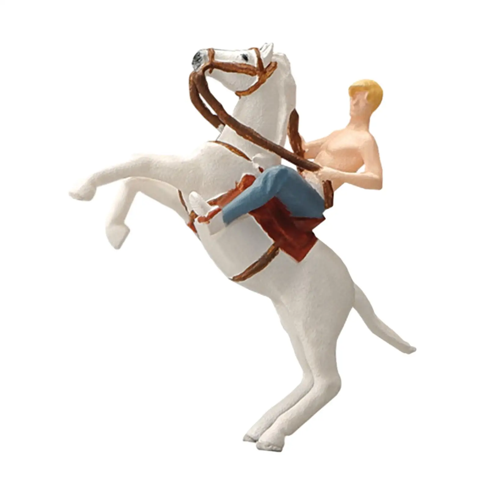 1:64 ScaleชายบนHorseback Diorama SceneryตัวเลขMini Miniatureเรซิ่นFigurineสําหรับรูปแบบตกแต่งDIYตกแต่งฉาก