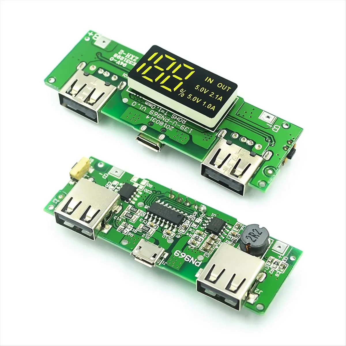 ●18650 Lithium Battery Digital Display Charging Module 5V 2.4A Three Charging Port with Display Boost Module-ABFB