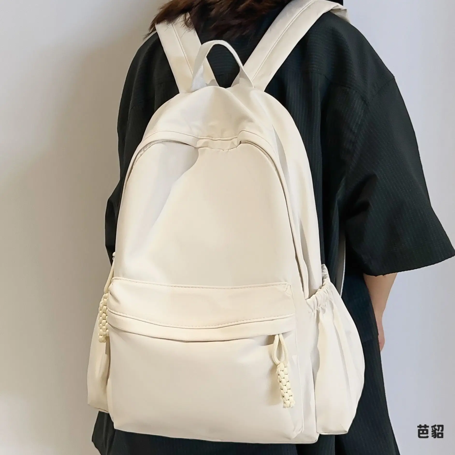 Lightweight Women's Backpack Large Capacity Double Shoulder Computer Bag School Bag Campus Bag Soft Polyester Fiber Material