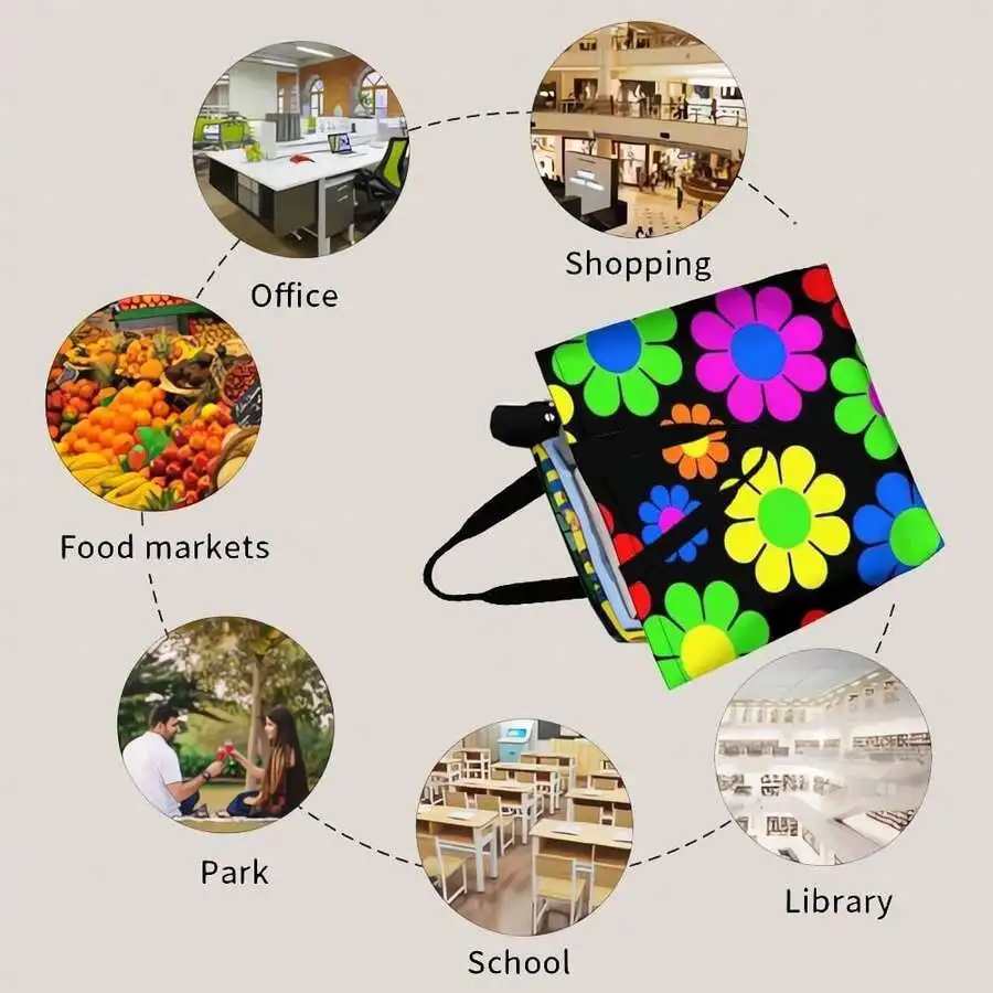 

Vibrant Retro Floral Print Tote Bag Bohemian Style Casual Shoulder Bag For Women