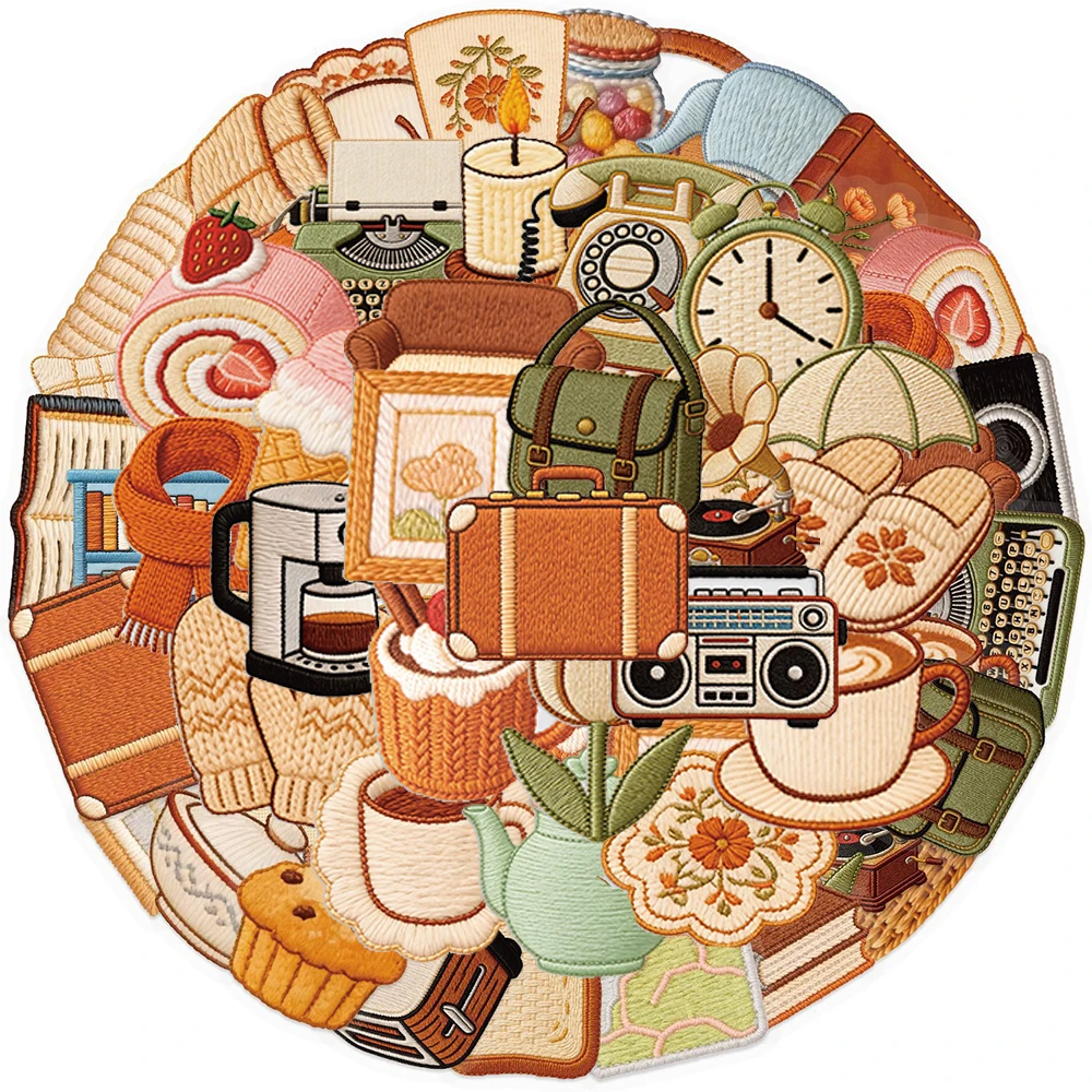 

10/30/50pcs Embroidery Style Cozy Cottage Cartoon Stickers Cute Aesthetic Decals Suitcase Helmet Laptop Transparent Sticker Pack