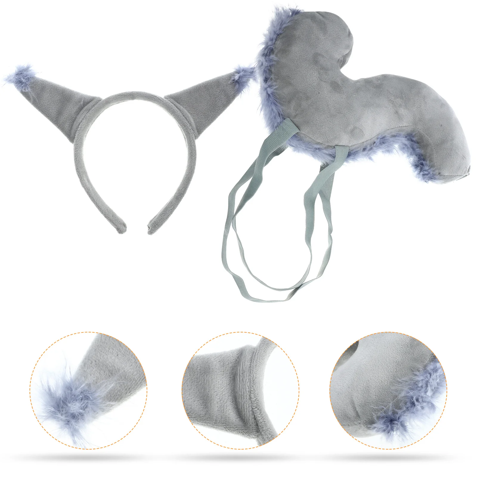 TENDYCOCO 다람쥐 의상 세트 귀 머리띠 재미있는 꼬리 코스프레 액세서리 동물 파티 생일 장식 회색