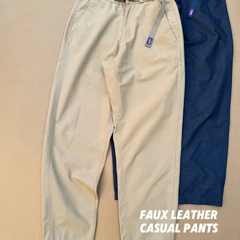

Casual Cotton Work Pants Men's Loose Fit Micro Flared Straight Leg Pure Color Spring Summer Checkered Loose Fit Cityboy Trousers
