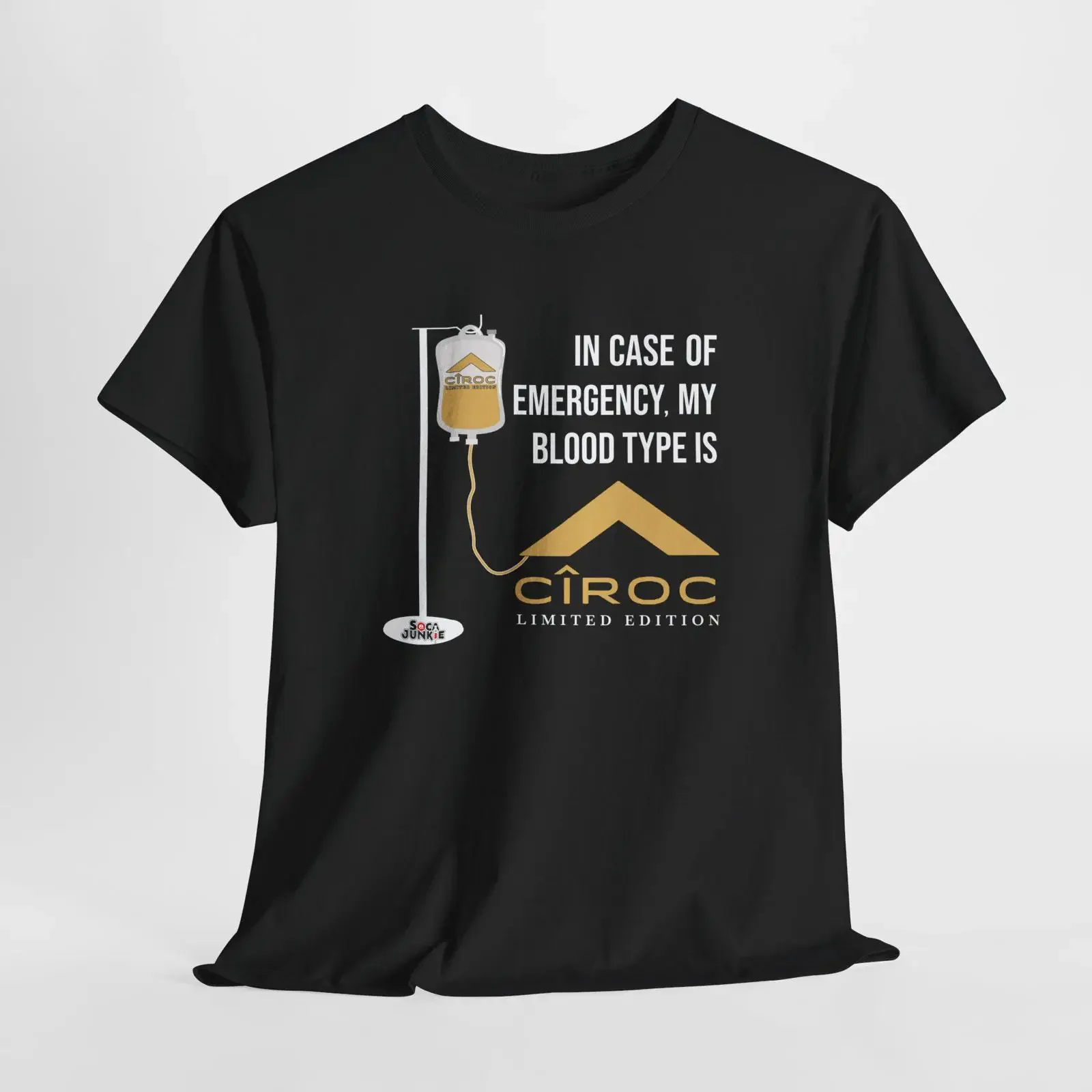 Camiseta de algodão hilariante Ciroc Limited Edition IV Bag Blood Type, divertida para quem gosta de rum, vintage, lavada, unissex, confortável.