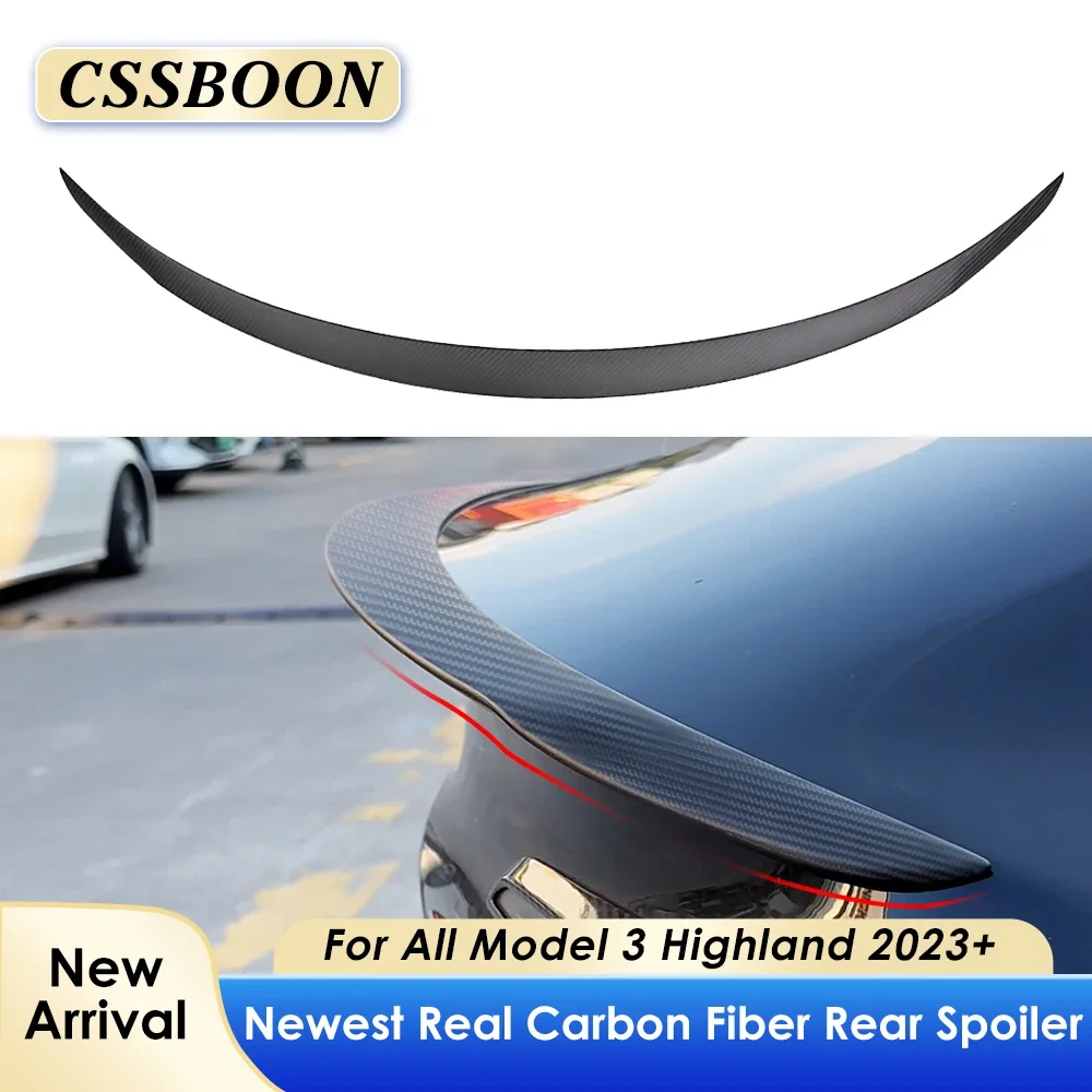 

CSSBOON Real Carbon Fiber Rear Trunk Spoiler Wing Tail for Tesla Model 3 2023+ Highland Performance Style Original Design