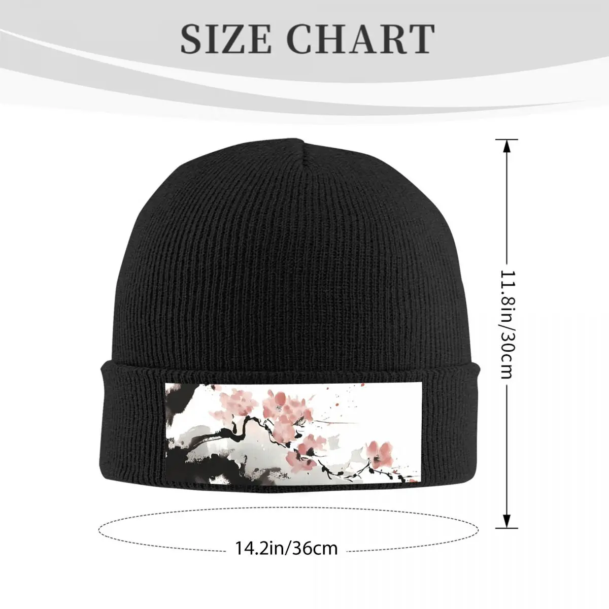 Japanese Sakura Floral Cherry Blossom Branch Warm Knitted Cap Winter Knit Bonnet Hat Skullies Beanies Hip Hop Caps for Unisex