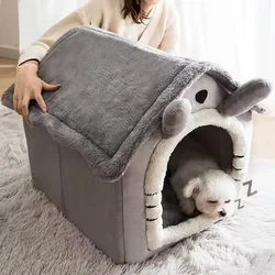 Ninho de casa para animais de estimação, quente no inverno, adequado para cães pequenos, gatos durante todo o ano, totalmente removível, lavável, mais conveniente para cama de gato