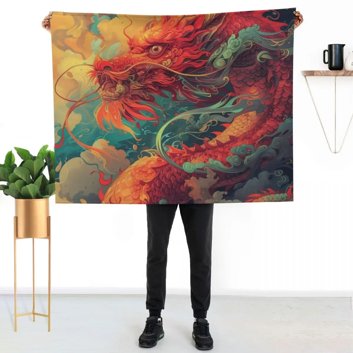 Year of the Dragon Throw Blanket Designers Cute Multi-Purpose Beautifuls Flannel Weighted Blankets