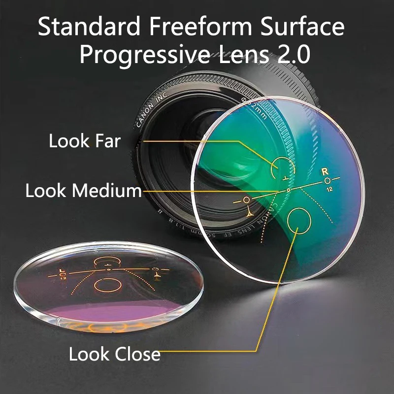 

Optical prescription lenses Progressive multifocal lenses for viewing far and near dual purpose Lense CR-39 1.56 1.61 1.67 1.74s