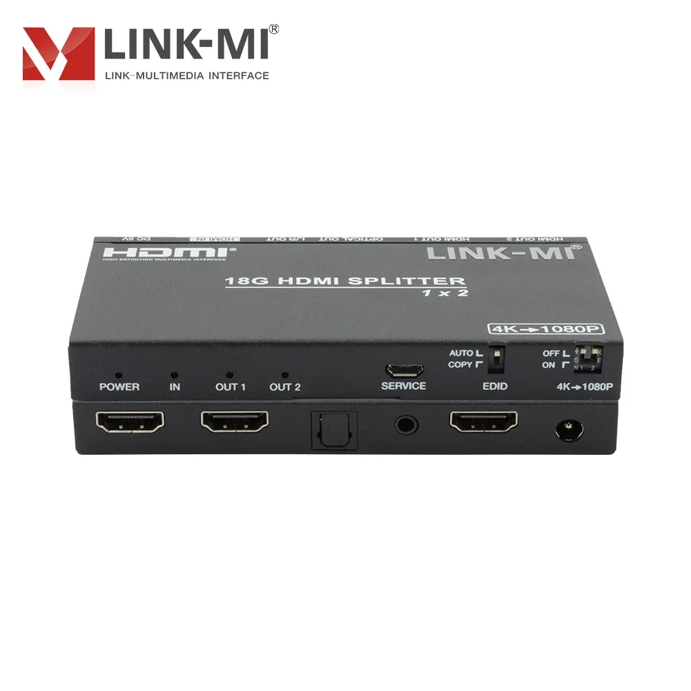 

1x2 HDMI 2.0 Splitter 1 in 2 Out 4K60Hz 4:4:4 HDCP 2.2 with Audio Extractor & Down Scaler