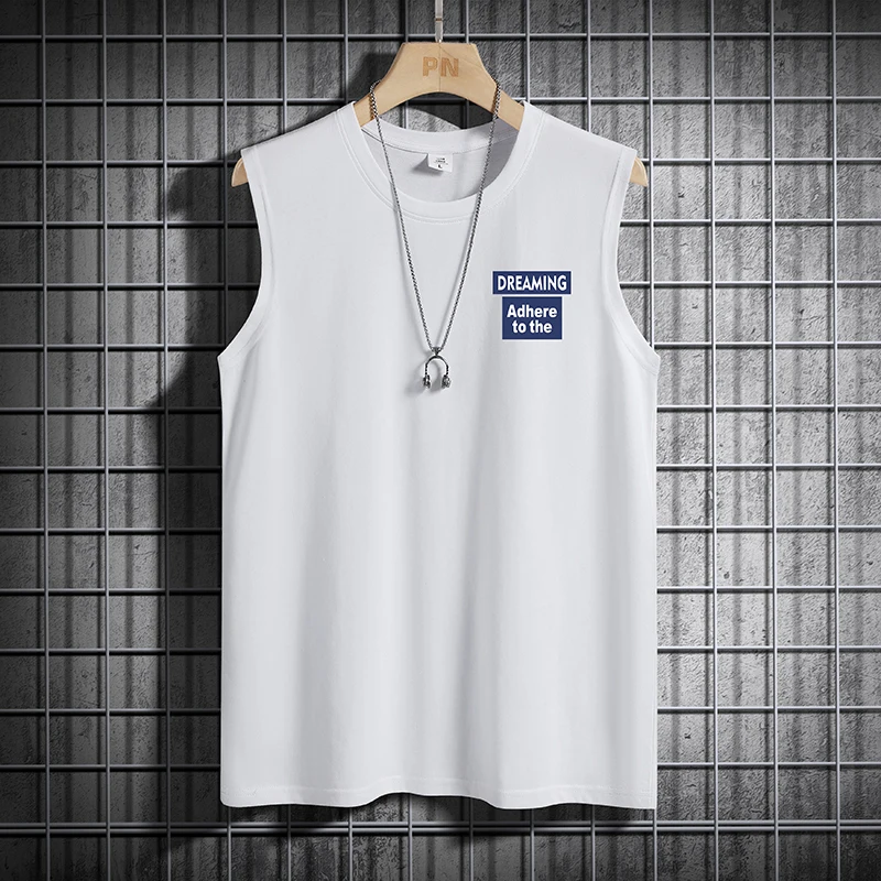 

Ice Silk ort Sve T-irt Men's Sport Baskeall Vest Summer Trend Loose Svel Pure Cotton Fitn Qui Dry Clothes