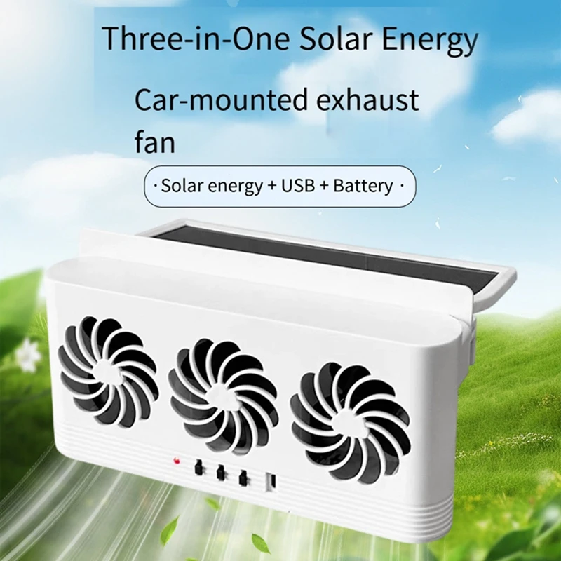 Super Sale For Heat Dissipation,Smoke Extraction & Oxygen Cycling Solar Powered Car Radiator Fan White