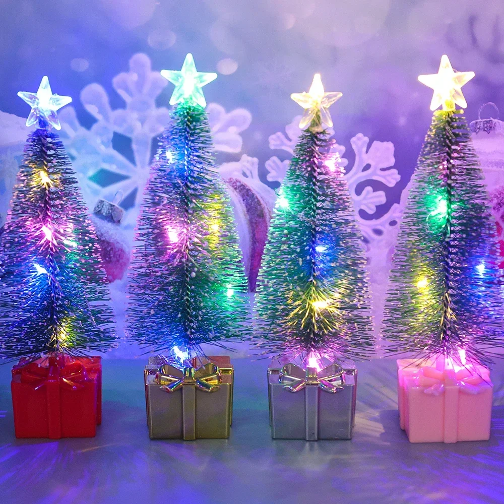 Luminous Mini Christmas Trees LED Lights Home Decoration Electronic Candles Childrens Gifts New Year Christmas Party Ornament