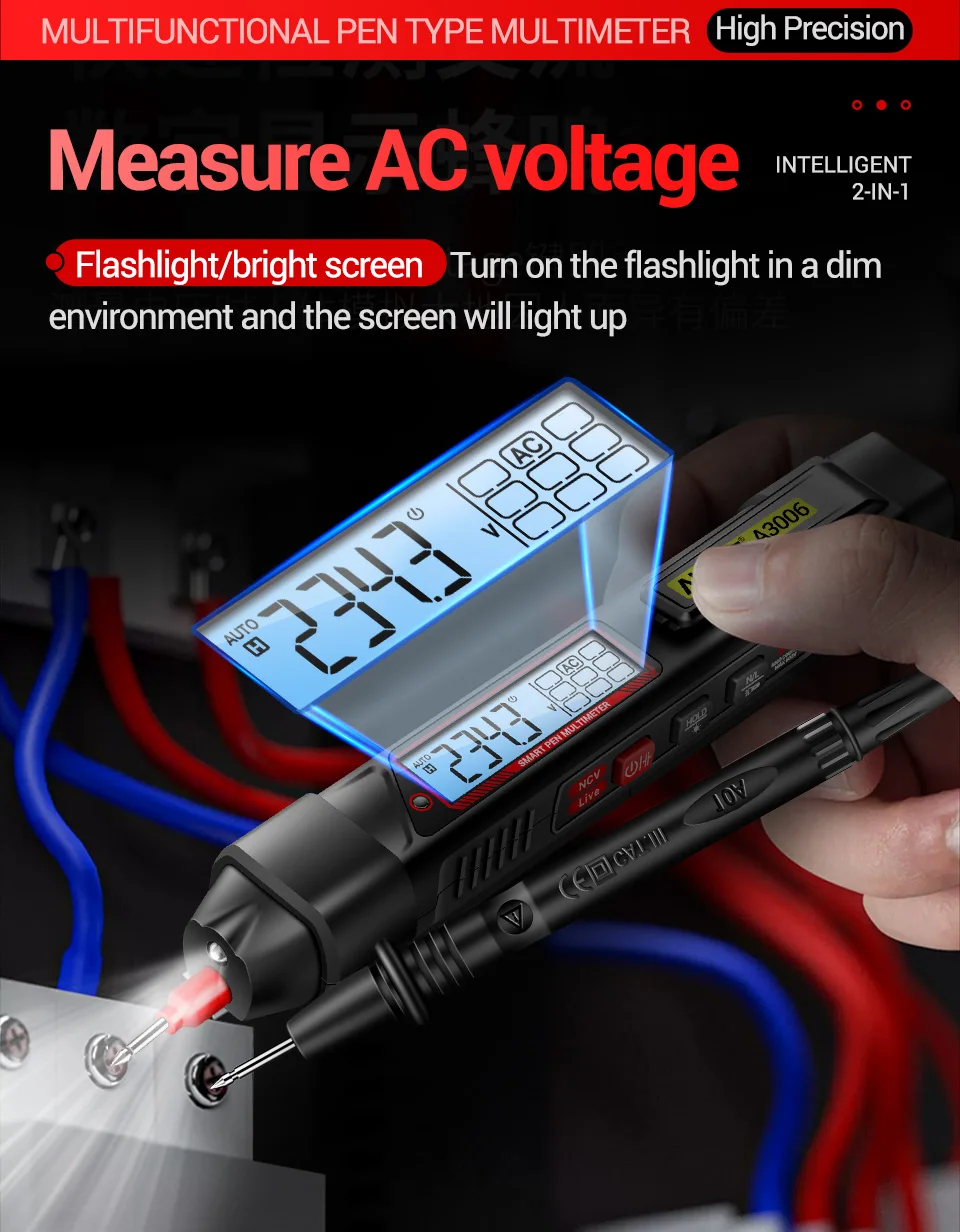 ANENG A3006 Multimeter Testpen AC/DC Spannung Kapazität Widerstand 4000 Zähler Multimeter NCV Induktiver Strom DIY Tester – Detail 4