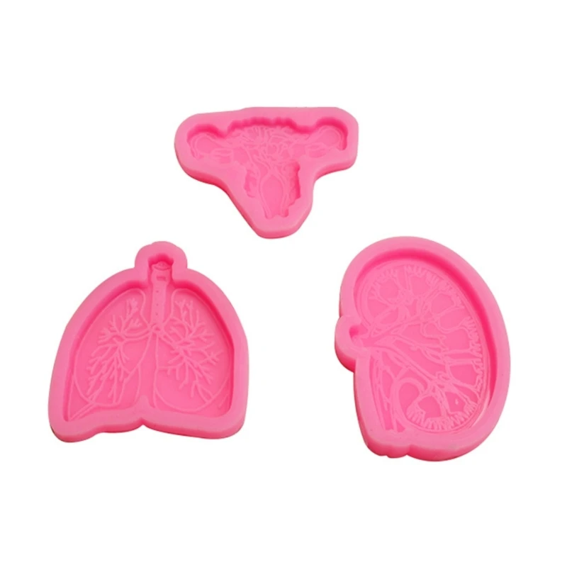 3Pcs Badge Reels Resin Molds Organs Keychain Silicone Mold Phone Grip Epoxy Mold