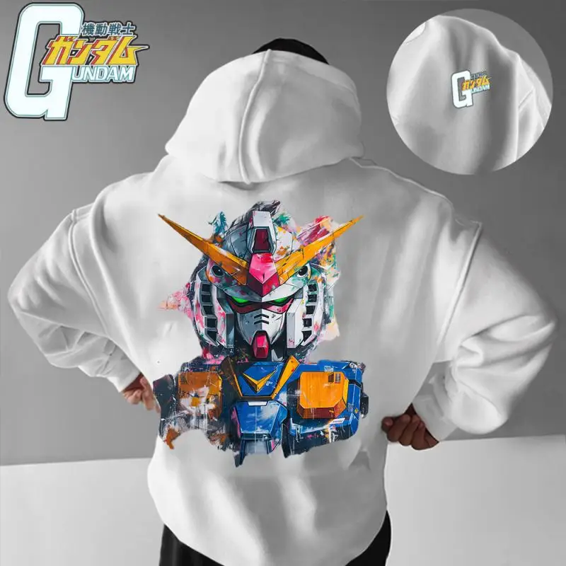 Felpa con cappuccio Anime Gundam Autunno Inverno Nuove magliette larghe per uomo Felpa pullover fitness Comodo regalo di compleanno casual