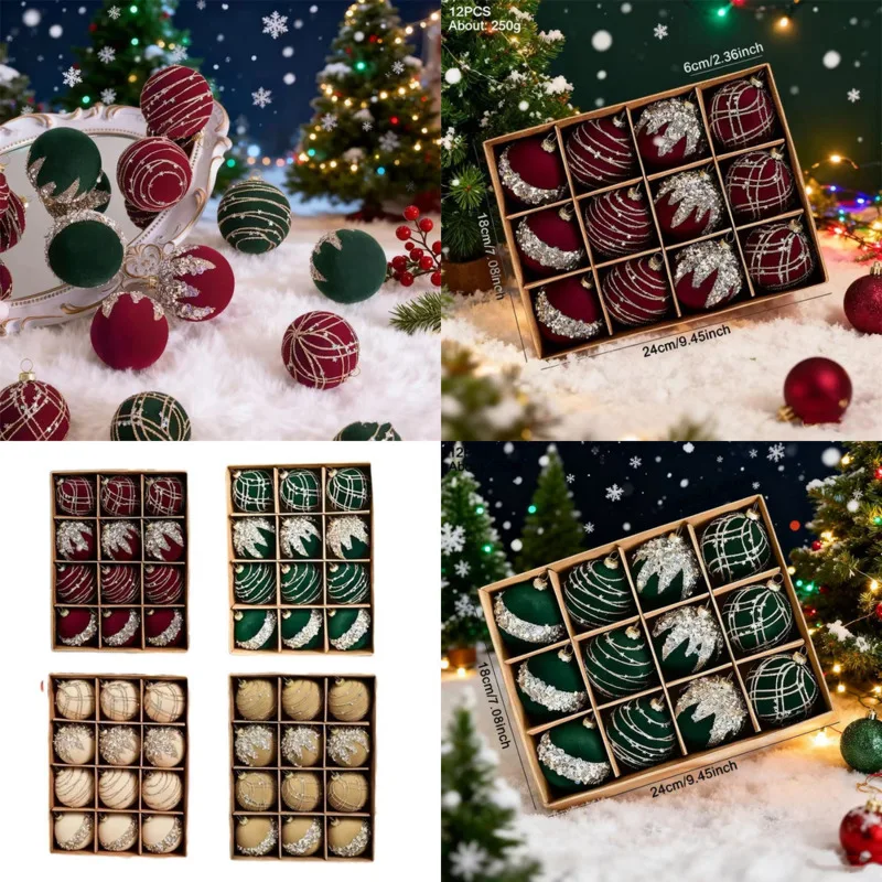 

Christmas Ball Tree Christmas Plucked Velvet Color Diamond Christmas Decorative Ball Exquisite Christmas Pendant Decorations New