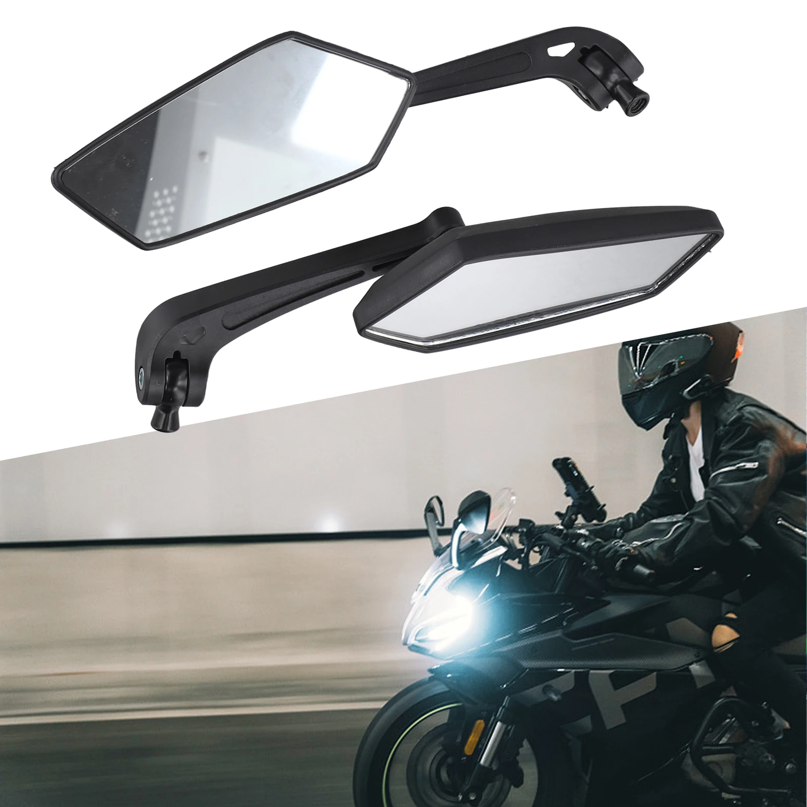 Riding Safety Black Adjustable Side Mirrors Motorcycle Accessories Enhanced Visibility Luxurious Design Ultra-clear Reflection