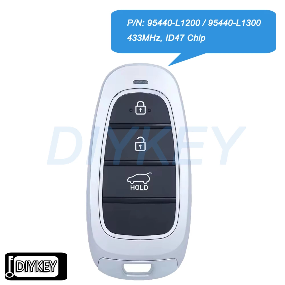 

3 кнопки Keyless Go Smart Remote Автомобильный брелок 433 МГц ID47 Чип для Hyundai Sonata 2020 2021 2022 Артикул: 95440-L1200, 95440-L1300