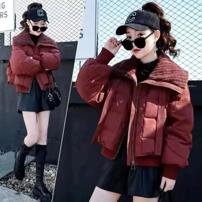 2025 koreanische Temperament Winter Neue Baumwolle Gefütterte Jacke Frauen Casual Alle-Spiel Kurze Warme Weibliche Oberbekleidung Parkas Over