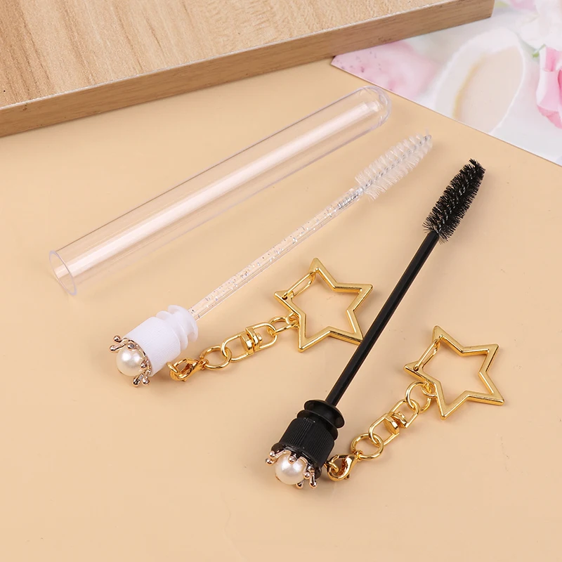 Reusable Eyelash Brush Tube Keychain Plastic Lash Spoolie Container Glitter Cils Dust-proof Mascara Wands Keyring