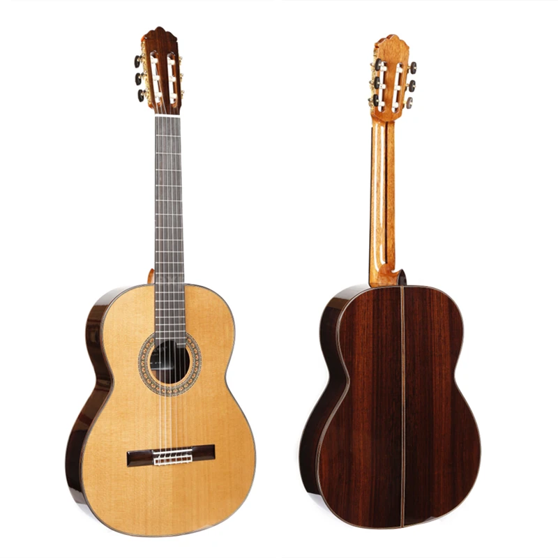 

Professional Handmade 39" Full Solid Acoustic Classical guitar With Solid Cedar Top/ Solid Rosewood Body +Hard case,680mm 52 nut