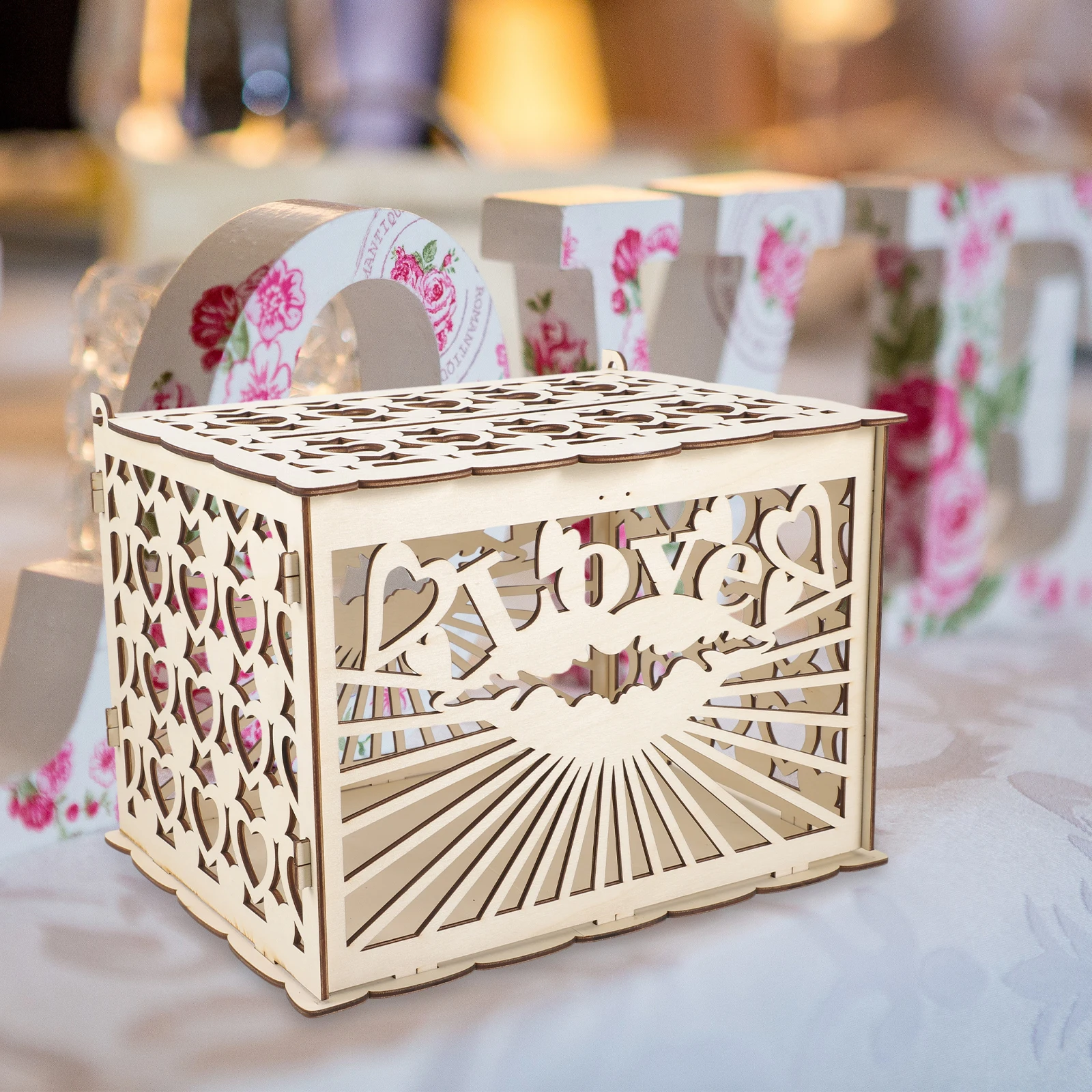 

Wooden Gift Boxes Wedding Card Box Large Capacity Money Container Envelope Holder Baby Shower Party Wooden Keepsake Box Storage
