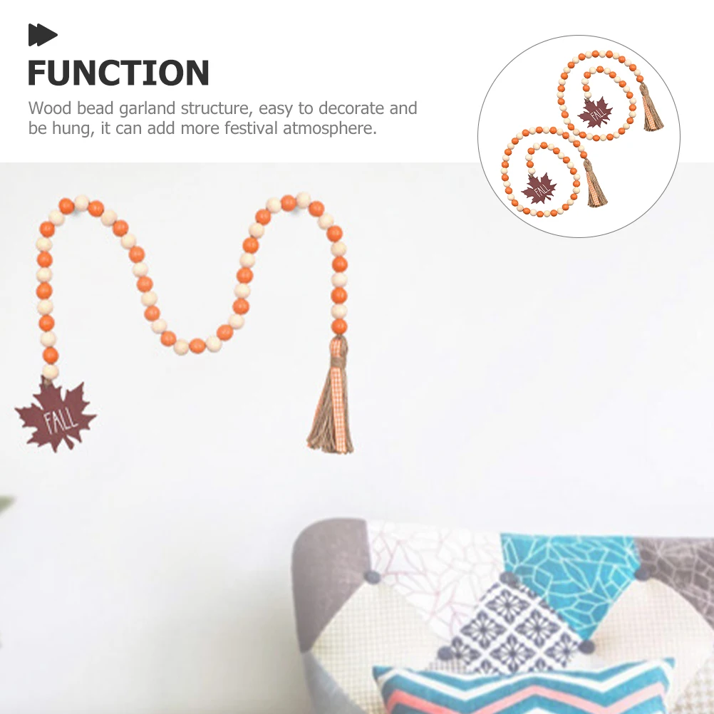 

2 Pcs Tassel Beads Garland Autumn Halloween Farmhouse Boho Fall Beaded Decor Thanksgiving