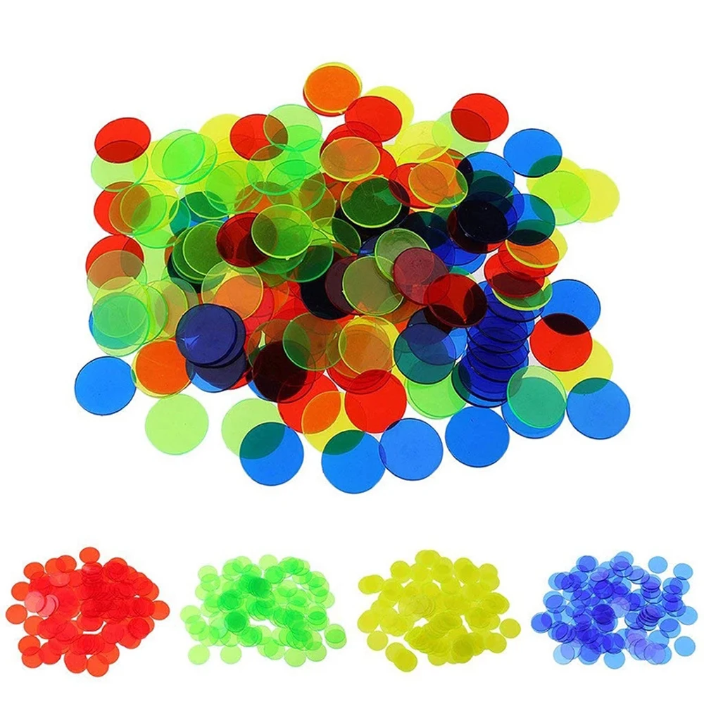 

Bingo Games Children Kids Transparent Plastic Coin for Bingo Game 15mm Math Toys Montessori Learning Bingo Chip Education Toys