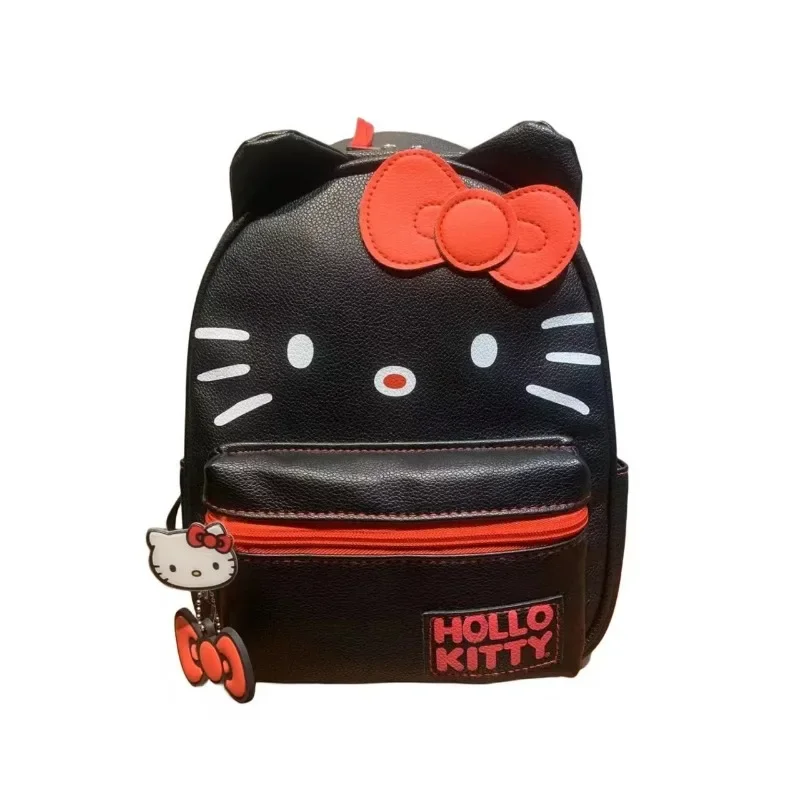   Kawaii Pu кожаный рюкзак Hello Kitty для женщин, школьная сумка для девочек, большая вместимость, черный, белый цвет, модный, высокое качество