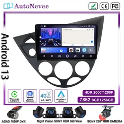 Leitor de carro multimídia para Ford Fiesta 1995-2001, Focus MK1 1998-2004, auto rádio, navegação GPS, DVD estéreo, n ° 2Din, Android 13