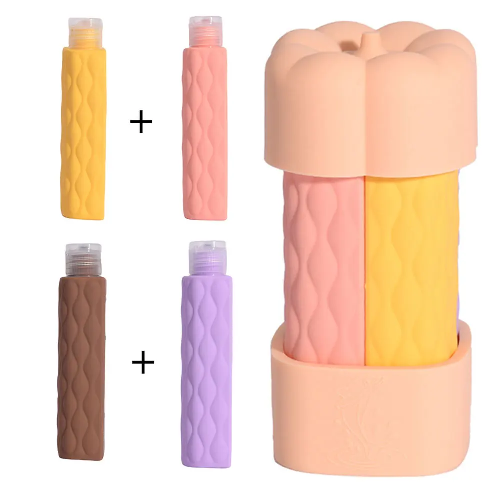 4 in 1 Travel Bottles Silicone Travel Containers BPA Free Leak Proof Refillable Bottle Set for Shampoo Conditioner Lotion