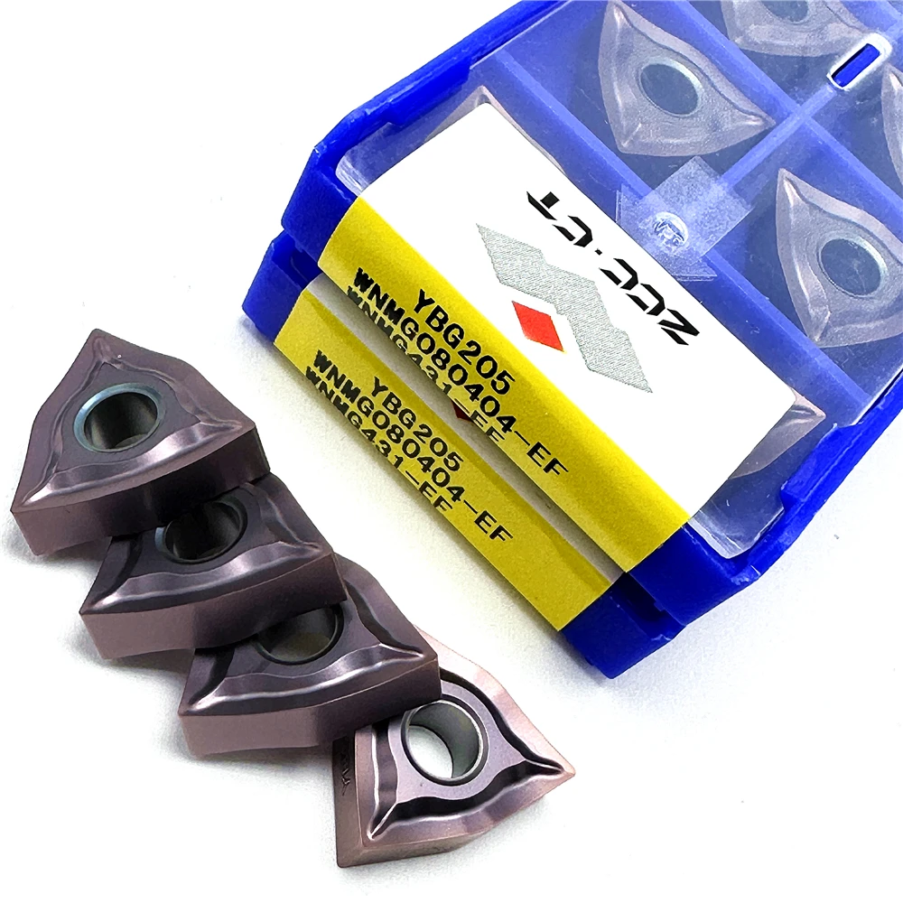 Imagem -02 - Ferramenta de Torneamento Externo Original Inserção de Carboneto Processamento de Aço Torno Cnc Wnmg080404 Wnmg080408-ef Ybc205