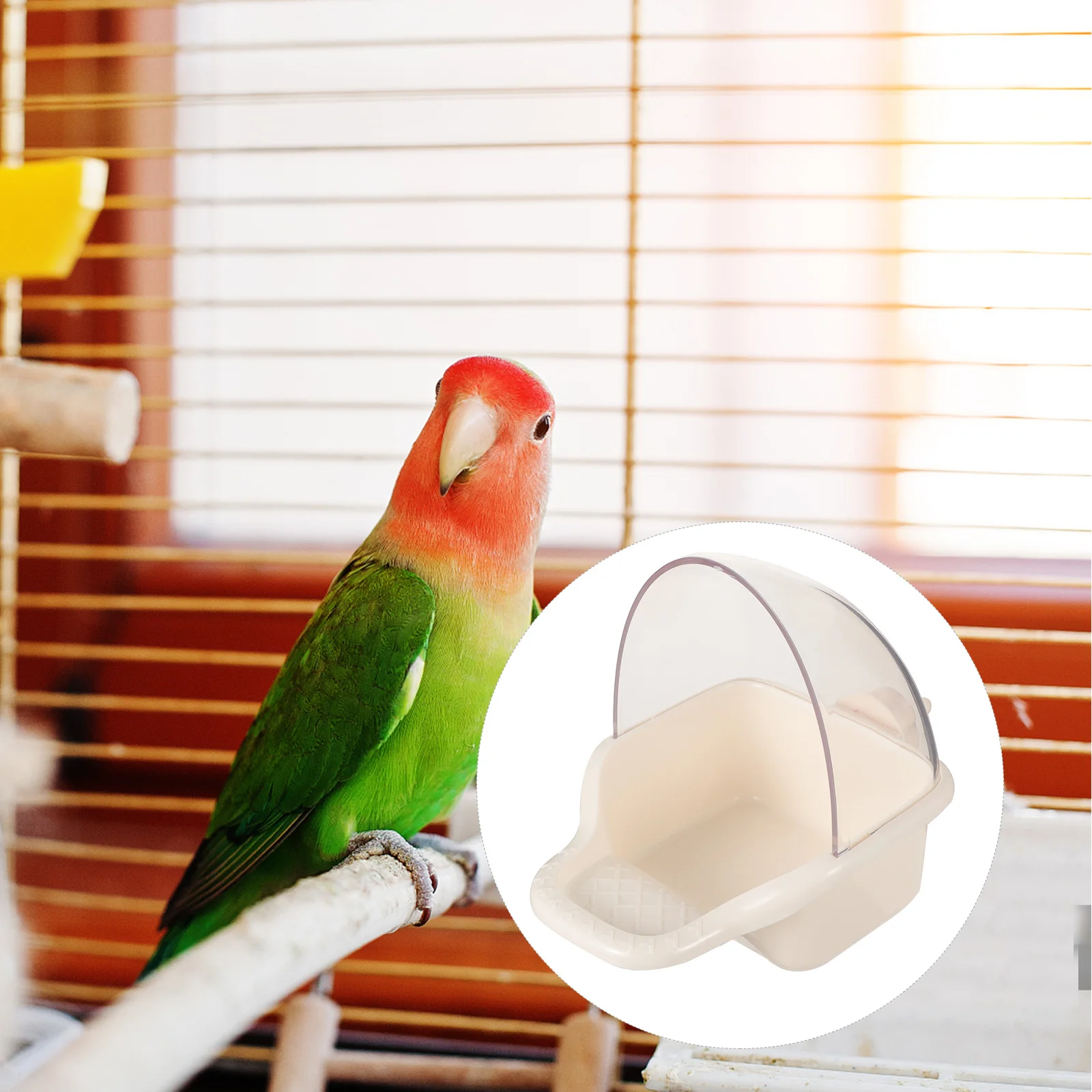 

Anti Spilling Bird Food Container for Parrots Small Bird Feeder Cage Accessories Easy Clean Durable Plastic Prevents Birds