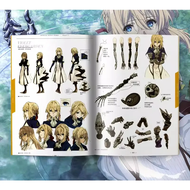 Violet Evergarden การตั้งค่าตัวละครภาพวาดอัลบั้ม Warmth Heals มังงะนวนิยาย Art Collection หนังสือข้อมูลฟรี CD