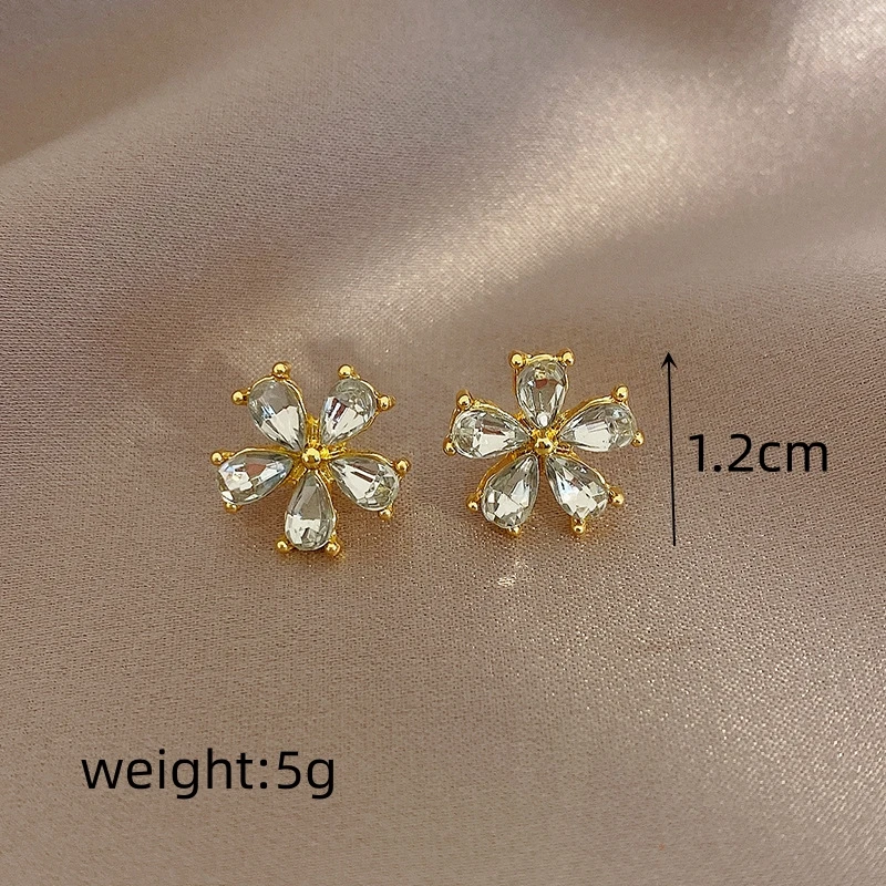 جديد زهرة صغيرة كريستال الزركون وأقراط للنساء هندسية الذهب اللون المعادن الأذن العظام Brincos مجوهرات الزفاف فتاة هدية
