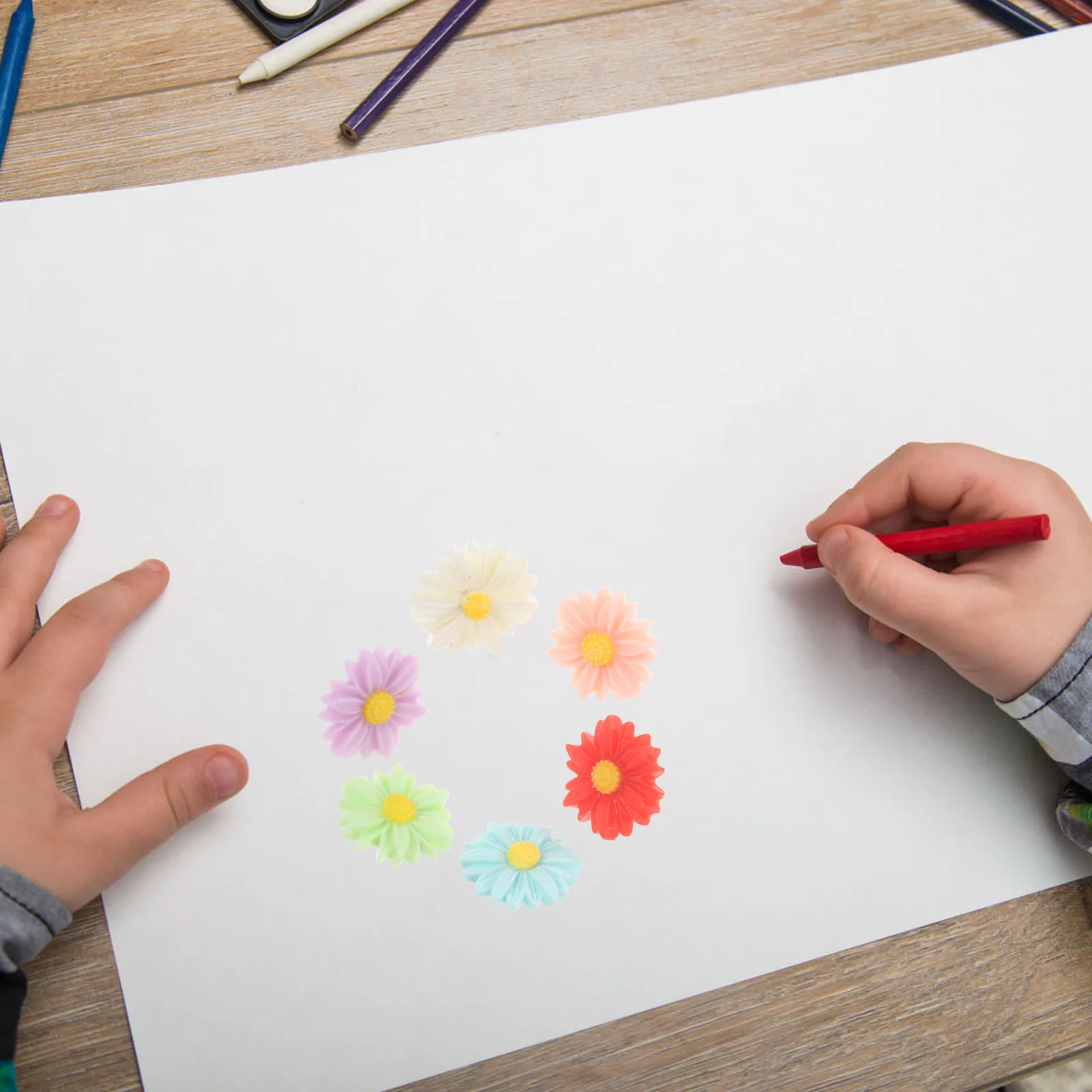 

30Pcs Resin Thumb Tacks Daisy Design Colorful Push Pins for Bulletin Boards Kindergarten Hand Painting Calendar Decoration