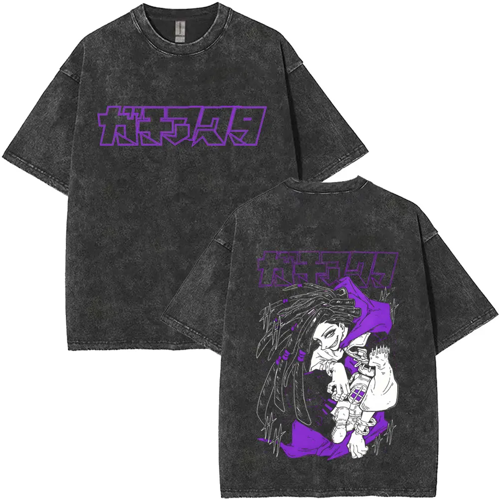 

Anime Gachiakuta Riyo Vintage Washed T Shirts Men Women Manga Retro Oversized Short Sleeve T-shirt Male Fashion Trend Streetwear