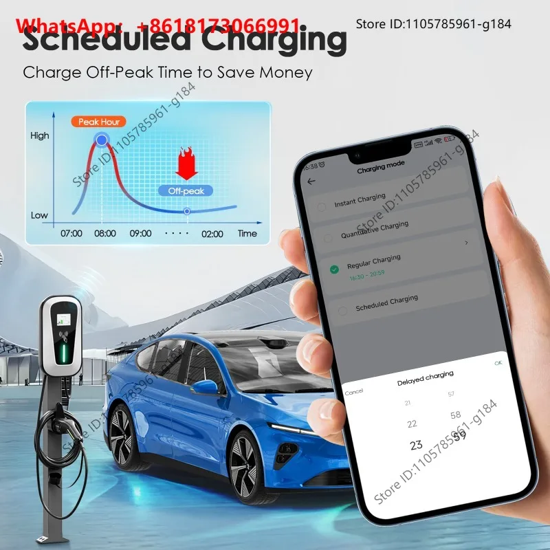 New energy vehicle European standard AC charging pile 32A7KW, adjustable current, supports APP/WIFI/card swiping