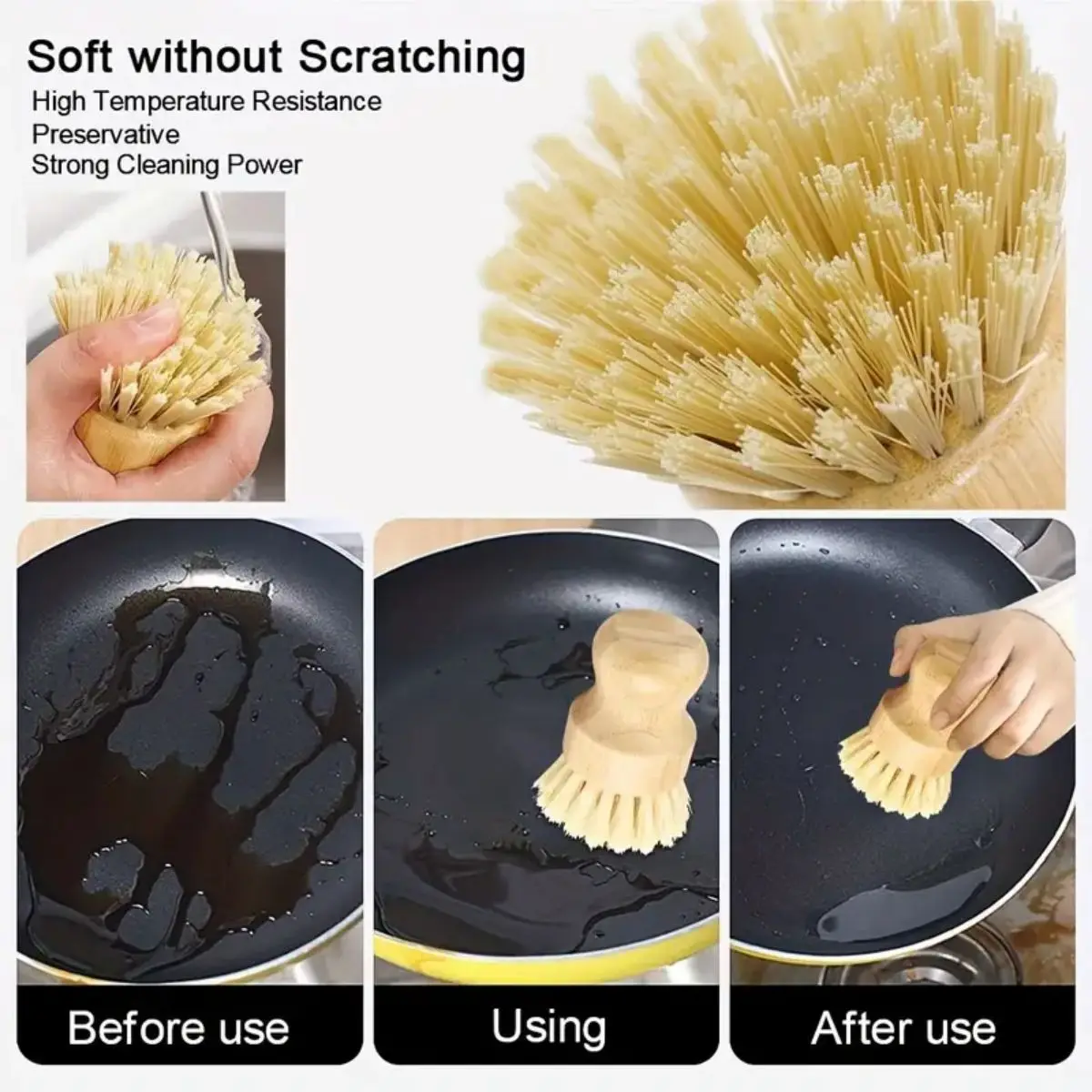 1/2/3pcs Multi-Functional Kitchen Cleaning Brush Set - Effective Dish Brush, Heavy-Duty Pot Brush, Durable Construction