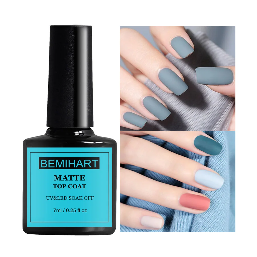 Bemihart 7Ml Matte Top Coat Gel Polish Frosted Afwerking Losweken Manicure Nail Art Decoraties Vernis Top Coat Uv gel Lak