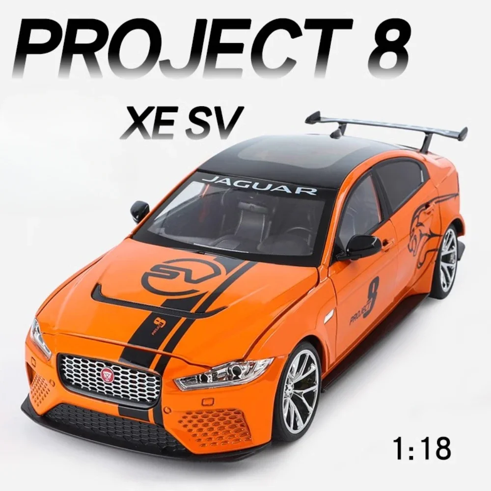 1:18 Scale Jaguar XE SV PROJECT 8 918 Martini Car Model Toy Sound＆Light Shock Absorption Supercar Models Collectible Boys Gift