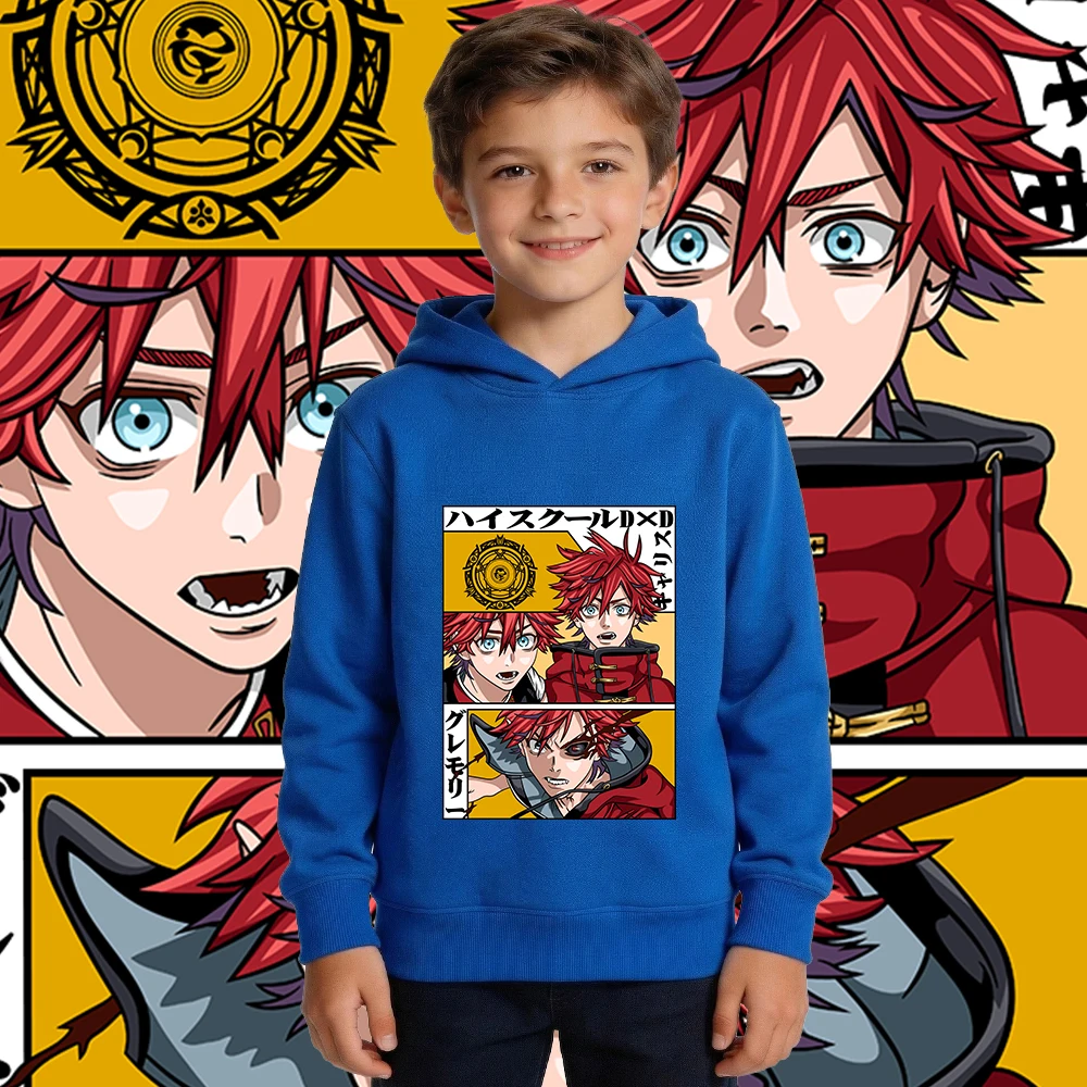High School Dxd Garith Gremory Anime Print Boys Girls Kids Fleece Hoodie Autumn Winter Warm Pullover Hooded Sweatshirt