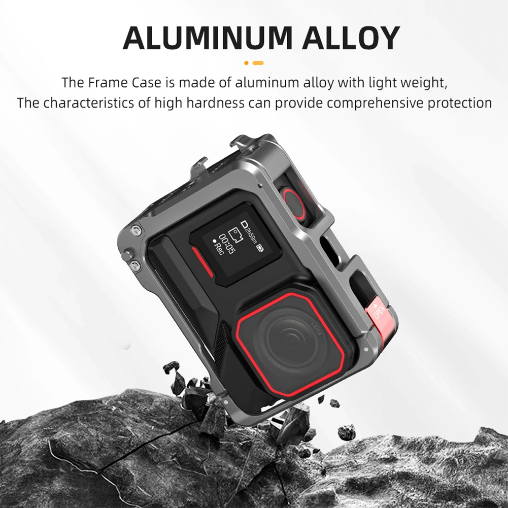 Aluminium behuizing met Cold Shoe Mount Metalen kooi Camera Beschermend frame voor Insta 360 Ace Pro 2-camera