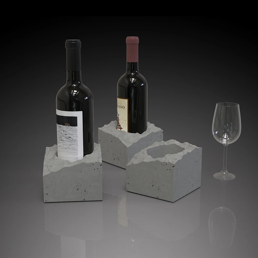 DIY Silicone Cement Mold, for Geometric Wine Bottle Holder , Irregular Reusable Concrete Molds for Industrial Home Decor - Image 3